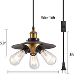 3 light hanging lamp with plug in cord industrial black swag hanging lamps