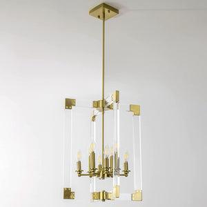 8 light modern acrylic chandelier gold square pendant light fixture