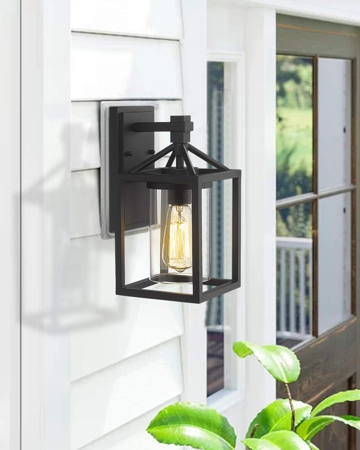 2 pack wall sconce lantern with clear glass shade