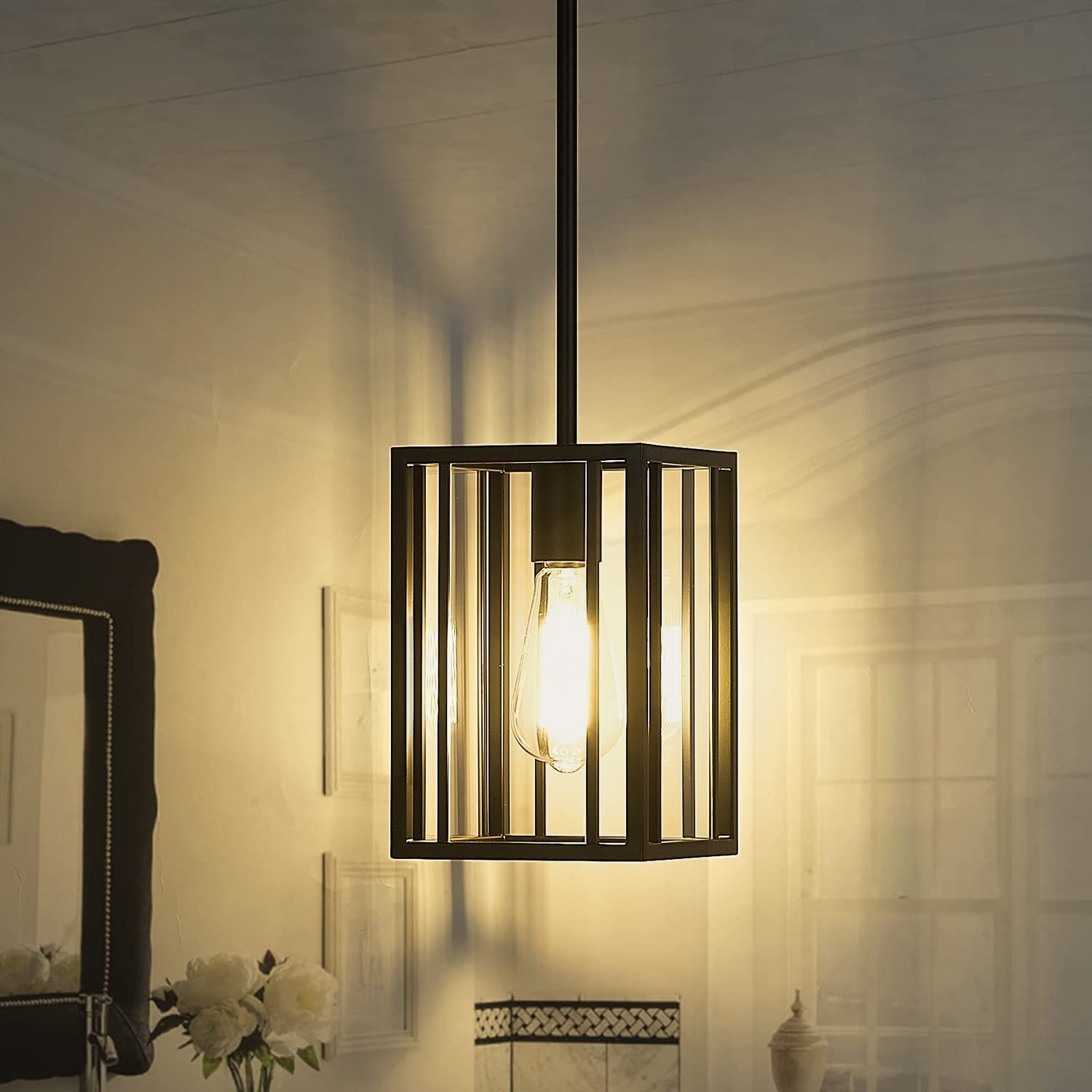 Farmhouse black pendant lighting industrial glass pendant lamp