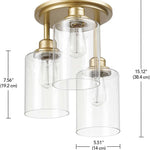 3 light  3-Light Flush Mount Ceiling Light glass ceiling lamp with gold finish