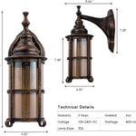 Rustic waterproof outdoor wall sconce industrial glass lantern with rubbed bronze finish