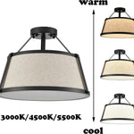 Black drum flush mount ceiling light fixture fabric ceiling lamp
