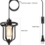 Plug in pendant light fixture vintage black pendant lamp