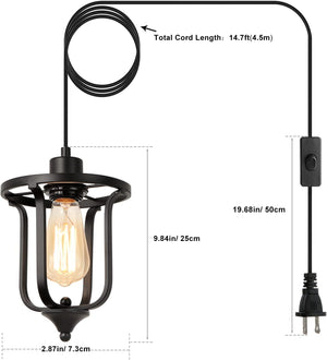 Plug in pendant light fixture vintage black pendant lamp