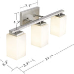 3 light vanity nickel wall light with frosted glass shade