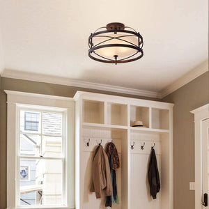 2 light Semi Flush Mount Rustic Ceiling Light industrial drum ceiling light fixture