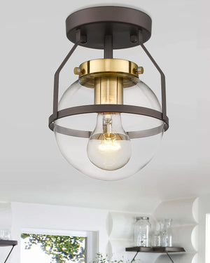 Industrial Semi Flush Mount Ceiling Light  globe glass Close to Ceiling Lighting Fixture