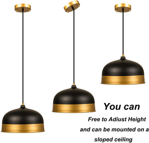 Matte black and gold dome pendant light  slop ceiling hanging lamp