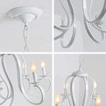 6 light candle white chandelier vintage ceiling pendant light