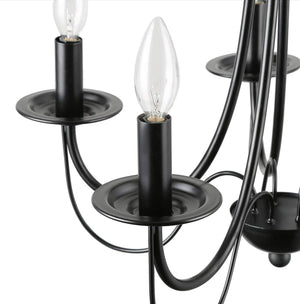 5 light  2 layer black chain candle chandelier