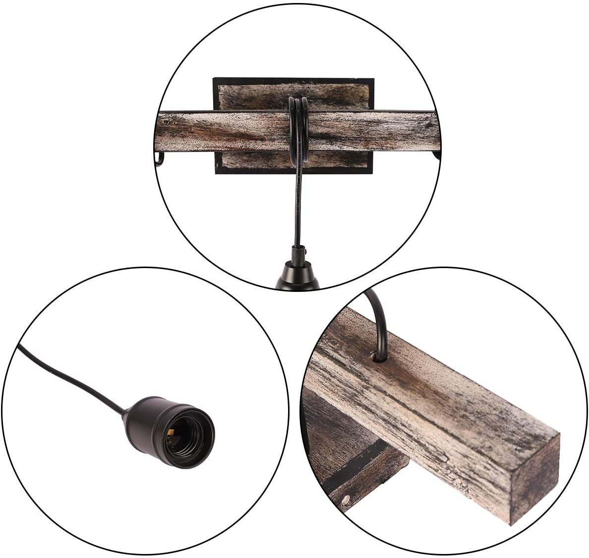 3 light simplicity vintage wall sconce farmhouse wire wood beam wall lamp