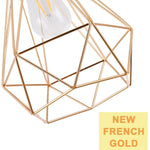 Polygon hanging lights adjustable gold cage pendant light