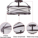 2 light Semi Flush Mount Rustic Ceiling Light industrial drum ceiling light fixture