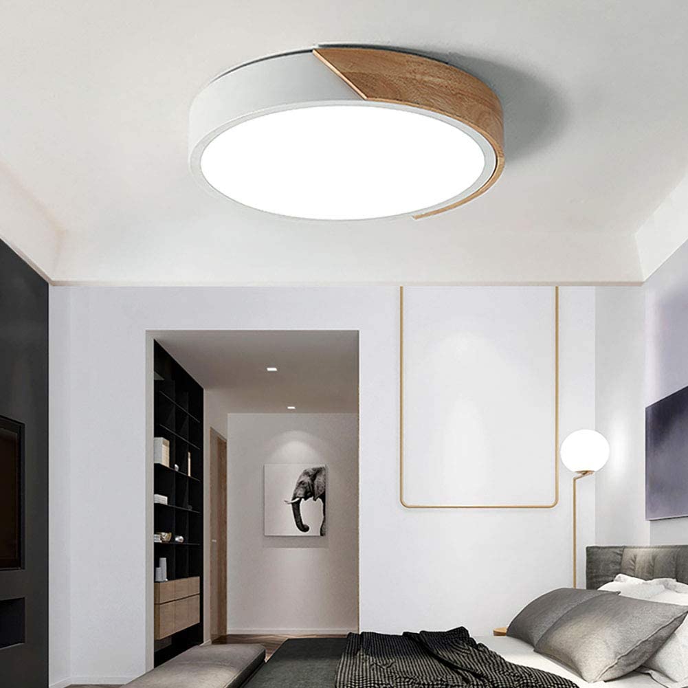 Modern LED Ceiling Light Wood style circle flush mount ceiling lamp