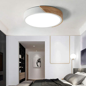 Modern LED Ceiling Light Wood style circle flush mount ceiling lamp