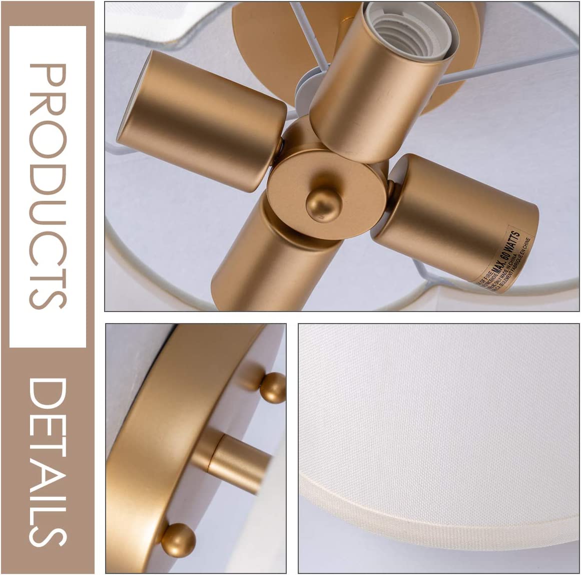4 light semi flush mount ceiling lamp white fabric ceiling light