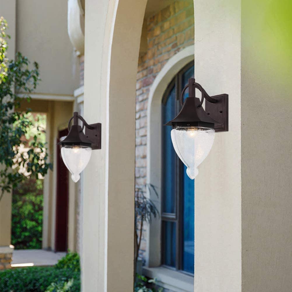 Vintage hammered glass Wall light sconces retro lantern with oil rubbed bronze finish