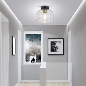 Glass ceiling light fixture black semi flush mount light fixture