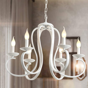 6 light candle white chandelier vintage ceiling pendant light