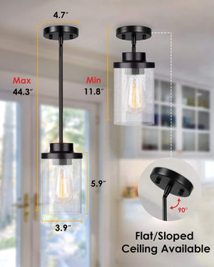 Modern Mini Hanging Lights Clear seeded glass pendant light fixture