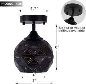 Black industrial mini semi flush mount ceiling light fixture modern ceiling lamp
