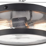 2 light farmhouse flush mount light black flush mount ceiling light with seeded glass shade