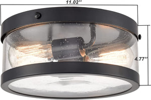 2 light farmhouse flush mount light black flush mount ceiling light with seeded glass shade