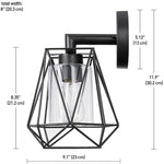 Black glass wall sconce industrial cage wall lighting
