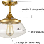 Modern Fluch Mount Light Fixture glass ceiling lamp with brass finish