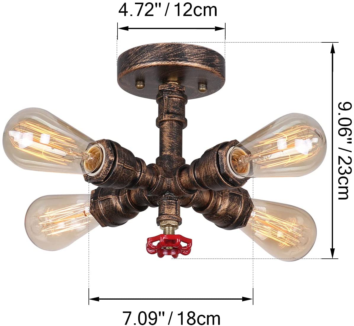 4 light vintage industrial pipe ceiling light