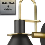 Industrial black vanity wall light fixture farmhouse indoor wall sconce with gold finish