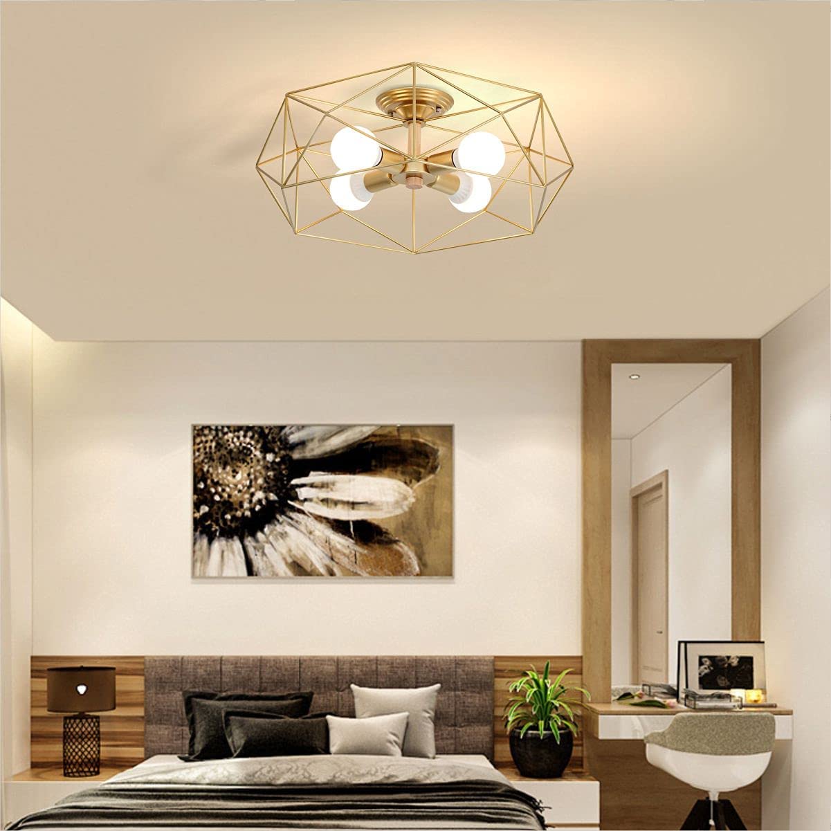 4 light cage ceiling light fixture globe semi flush mount ceiling lamp