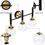 3 Light vanity wall light black and gold Glass wall sconce