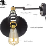 Plug in swing arm wall sconce industrial bronze and black wall light fixture
