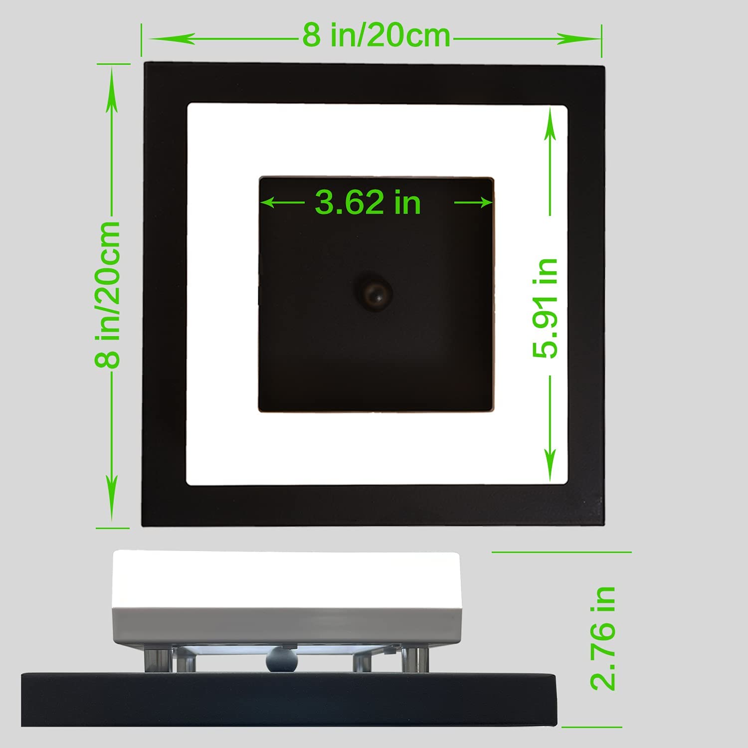 8 inch LED flush mount ceiling light fixture black dimmable ceiling lamp