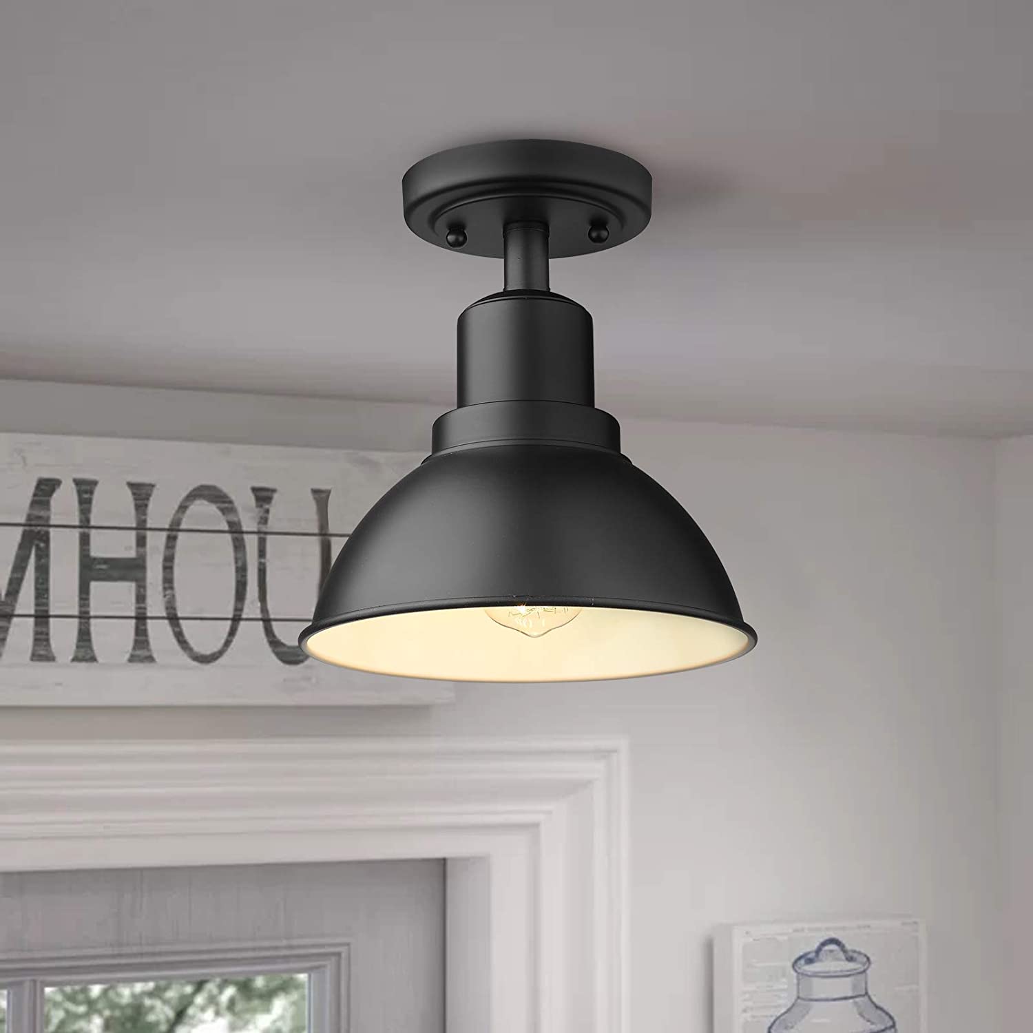 Mini Semi Flush Mount Ceiling Light industrial black ceiling light fixture