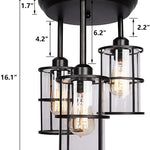 3 light glass ceiling pendant light industrial black pendant lamp