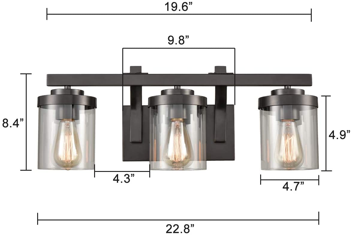 3 Light wall lights with oil rubbed bronze finish vintage industrial wall sconce