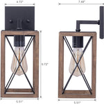 2 pack sconces wall lighting plug in cage wood black wall lamp