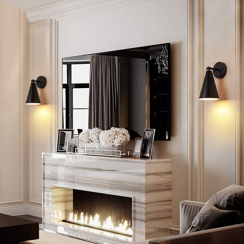 Black wall sconces set of two farmhouse swing arm wall light fixture