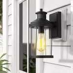 2 pack porch black wall light with clear glass shade
