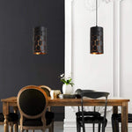 Black cylindrical pendant light mini industrial hanging lighting fixture