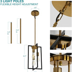 3 light  black and gold pendant light modern lantern chandelier