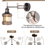 Adjustable swing arm wall sconce rustic industrial wall light fixture with plug in and on off switch