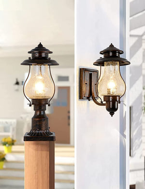 Outdoor vintage lantern glass dusk to dawn outdoor lighting