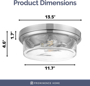 Modern nickel flush mount ceiling light drum glass ceiling lamp