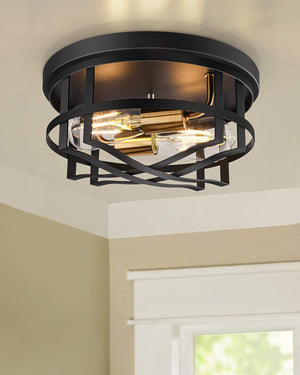 2 light flush mount ceiling light black rustic ceiling lamp