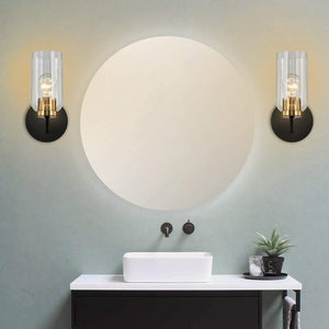 2 pack brass wall sonce black glass wall lighting fixture