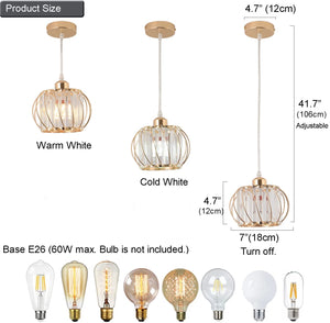 Modern gold pendant light crystal ceiling hanging lamp